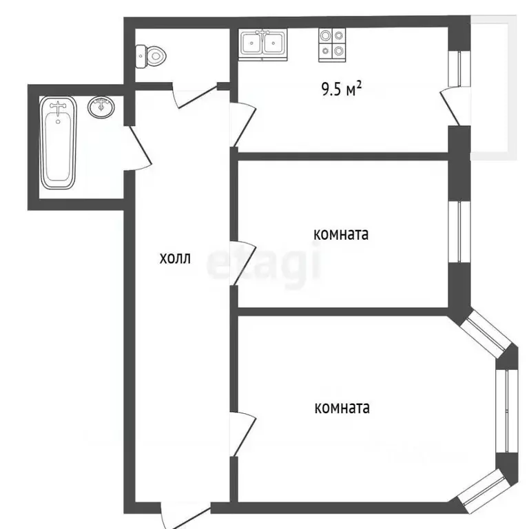 2-к кв. Владимирская область, Муром ул. Льва Толстого, 107 (49.5 м) - Фото 2