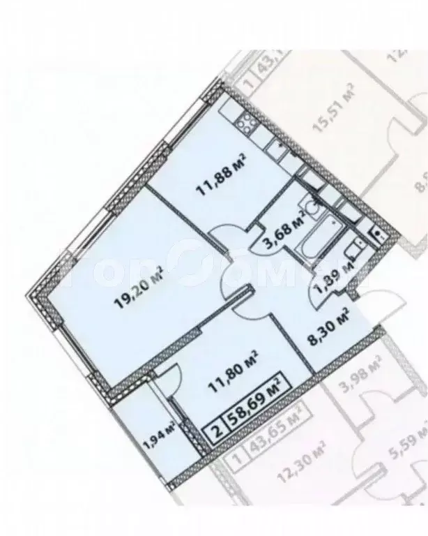 2-к кв. Москва Старокрымская ул., 15к1 (58.7 м) - Фото 2
