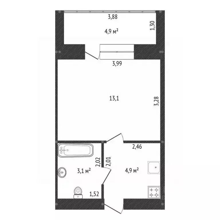 1-к кв. Башкортостан, Уфа ул. Цюрупы, 134 (21.1 м) - Фото 2