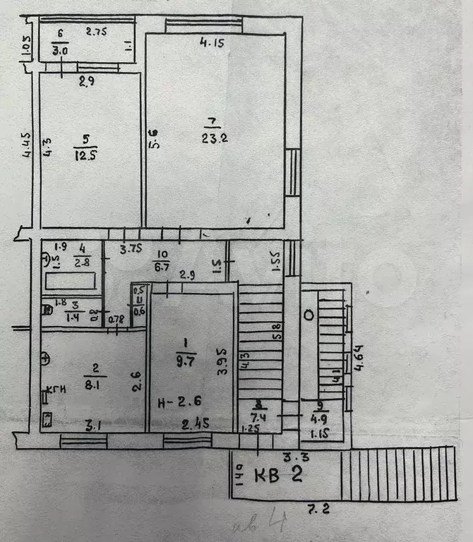 3-к. квартира, 72,4 м, 2/2 эт. - Фото 0