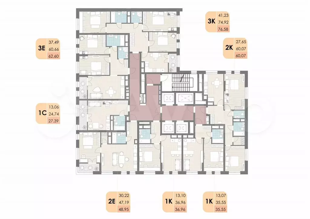 Квартира-студия, 27,4 м, 5/30 эт. - Фото 1