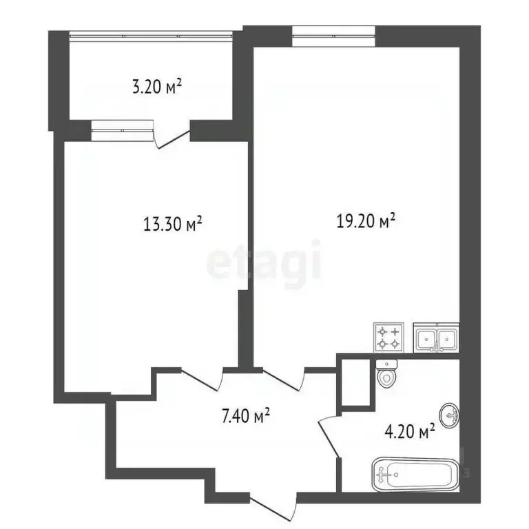 1-к кв. Санкт-Петербург ул. Федора Котанова, 13к1 (43.9 м) - Фото 1