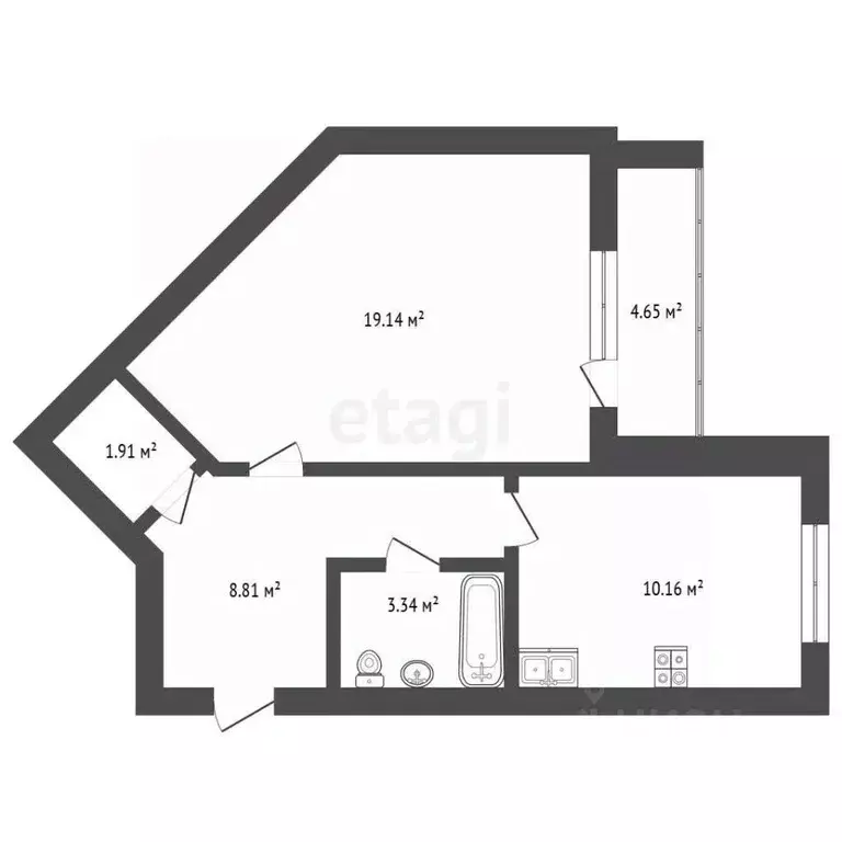 1-к кв. Забайкальский край, Чита Проезжая ул., 23 (43.6 м) - Фото 2