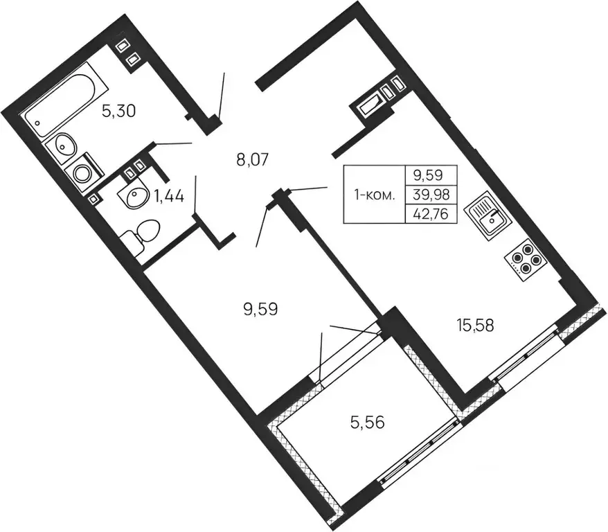 1-к кв. Калужская область, Обнинск ул. Славского, 12 (45.54 м) - Фото 2