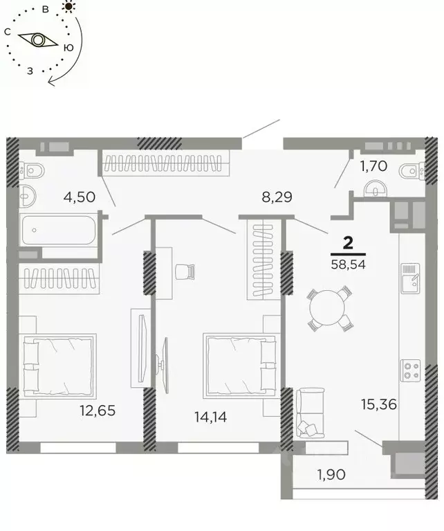 2-к кв. Рязанская область, Рязань Совхозная ул., 6 (58.54 м) - Фото 0