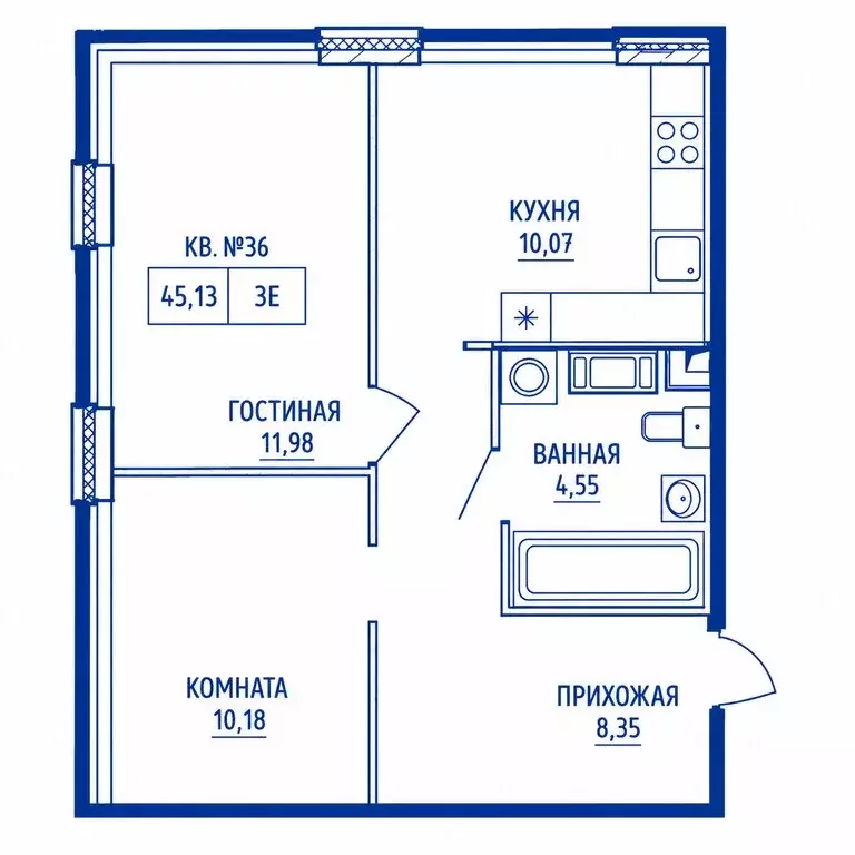 2-комнатная квартира: Санкт-Петербург, Волхонское шоссе, 5к1 (45 м) - Фото 1