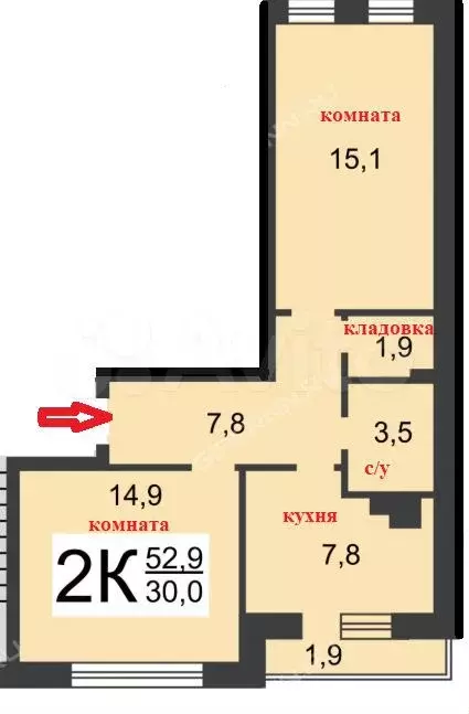 2-к. квартира, 53 м, 1/3 эт. - Фото 0