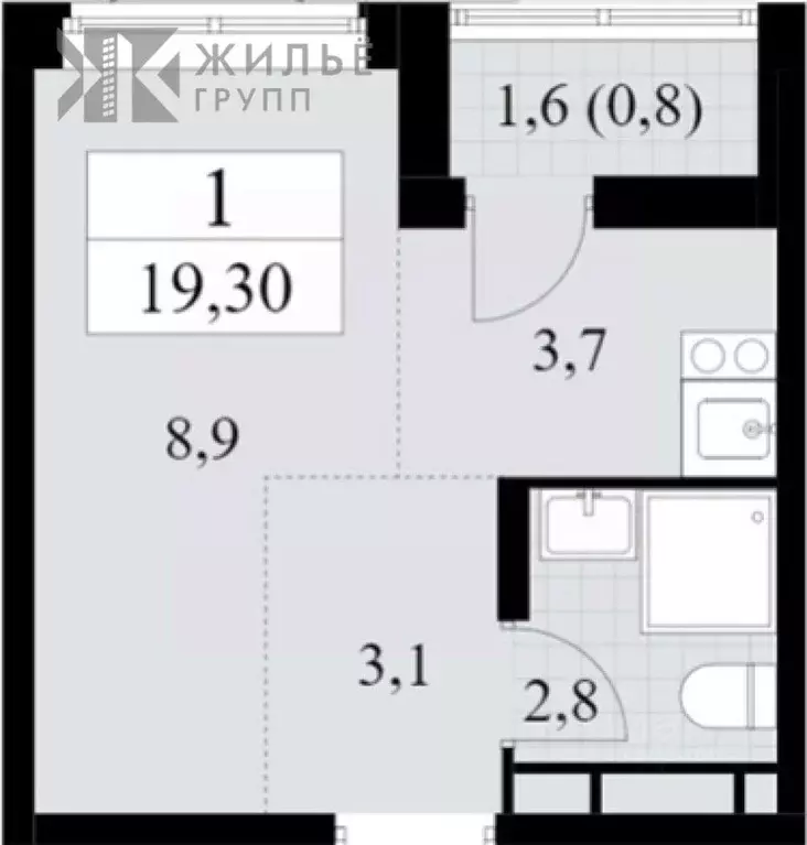 1-к кв. Татарстан, Казань Ботаническая ул., 20 (19.0 м) - Фото 2
