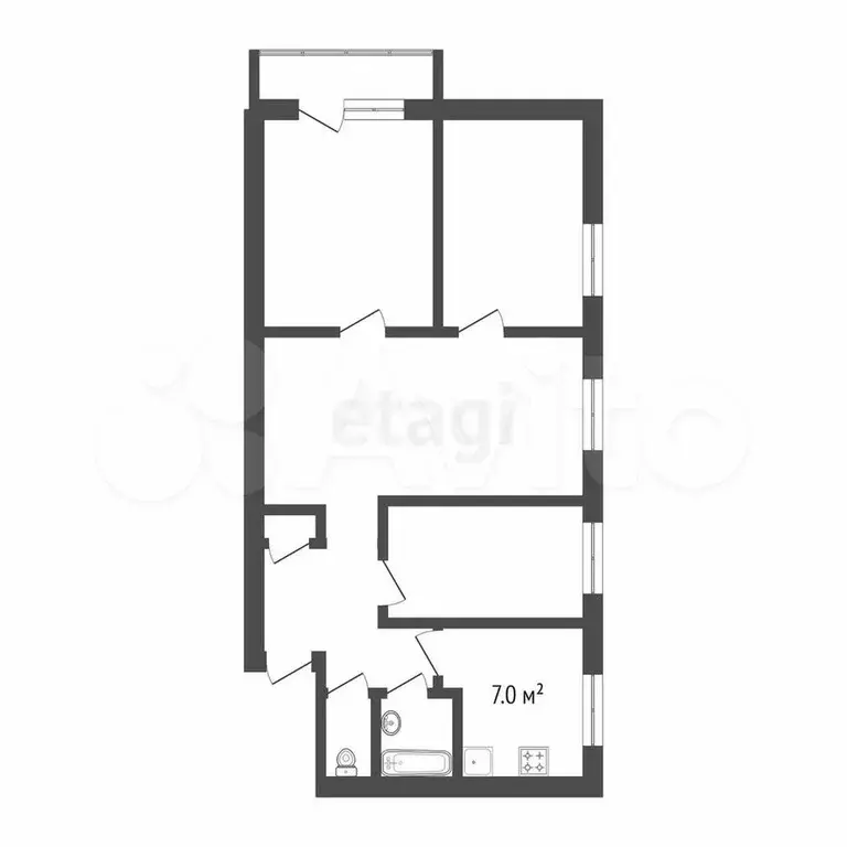 3-к. квартира, 49,5 м, 4/5 эт. - Фото 0