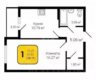 1-к кв. Воронежская область, Воронеж Острогожская ул., 156/1 (39.11 м) - Фото 0