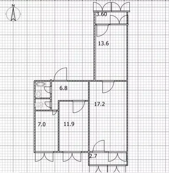 3-к кв. Башкортостан, Уфа ул. Адмирала Ушакова, 90/1 (62.0 м) - Фото 1