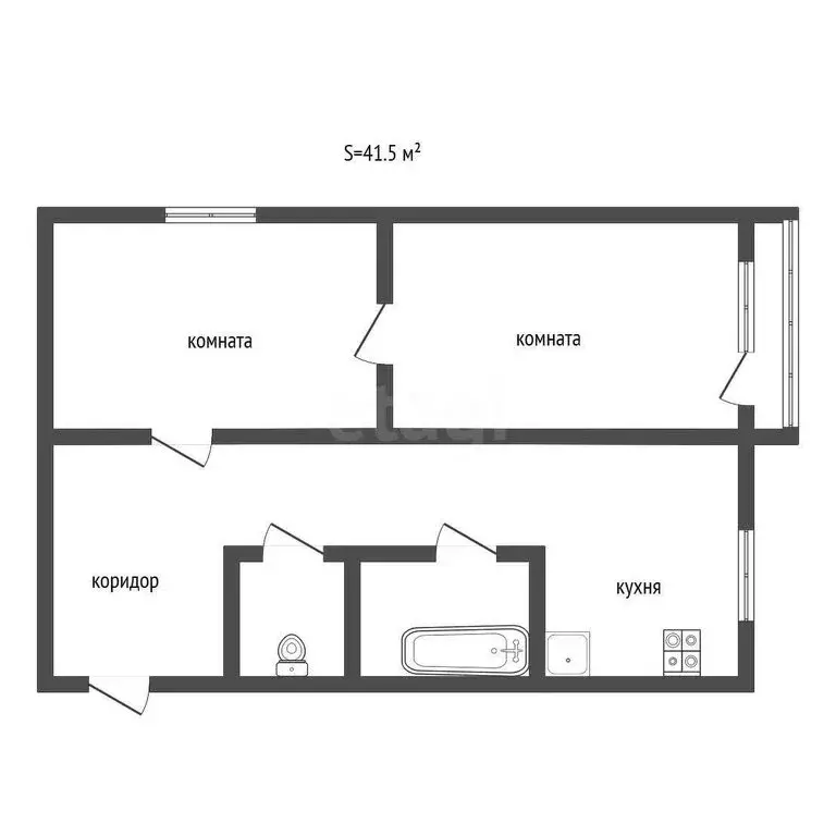 2-комнатная квартира: Усть-Катав, улица Ленина, 59 (44.1 м) - Фото 1