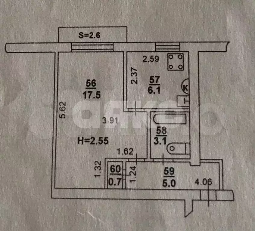 1-к. квартира, 34 м, 5/5 эт. - Фото 0