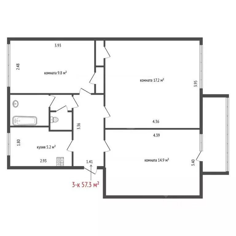 3-к кв. Свердловская область, Екатеринбург ул. Малышева, 21/2 (57.3 м) - Фото 2