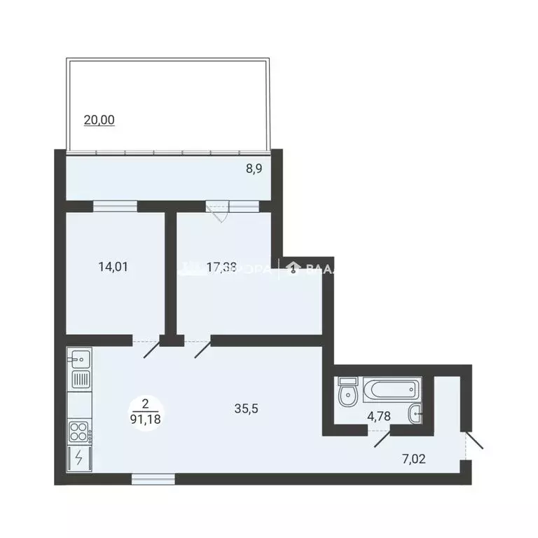 2-комнатная квартира: Магнитогорск, улица Зелёный Лог, 71/1 (91.18 м) - Фото 0