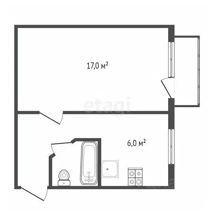 1-к кв. Челябинская область, Озерск ул. Кирова, 26 (30.9 м) - Фото 1