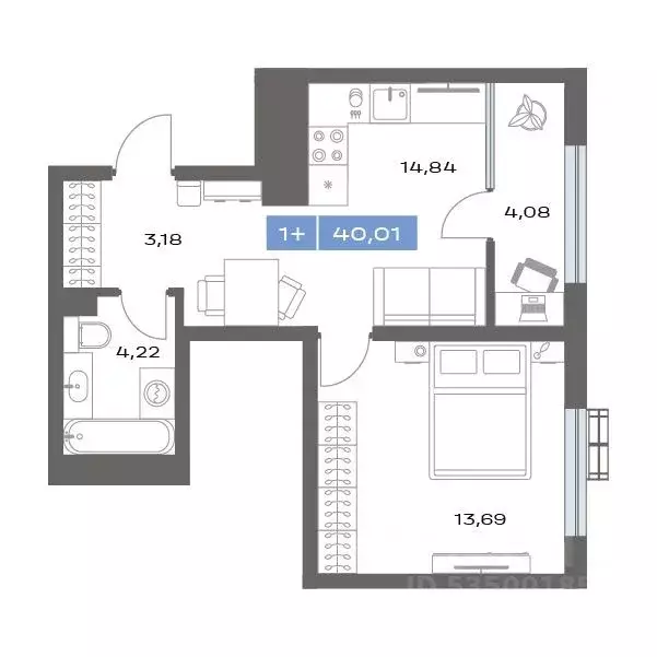 1-к кв. Тюменская область, Тобольск Зона ВУЗов тер., Ритм жилой ... - Фото 1