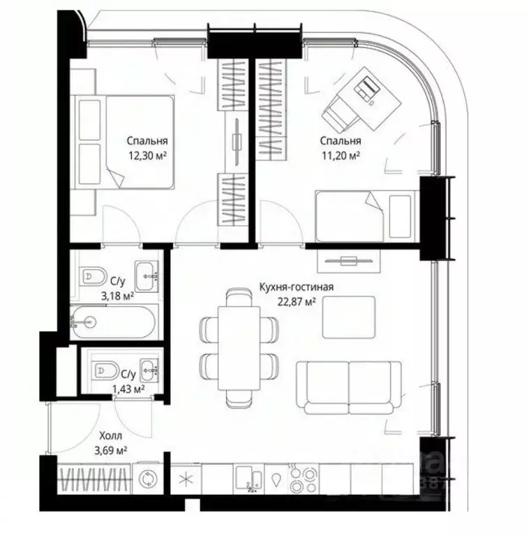2-к кв. Москва Волоколамское ш., 97 (54.0 м) - Фото 2