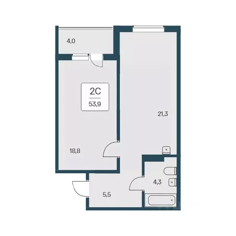 2-к кв. Новосибирская область, Новосибирск Кедровая ул., 80/3 (53.9 м) - Фото 0
