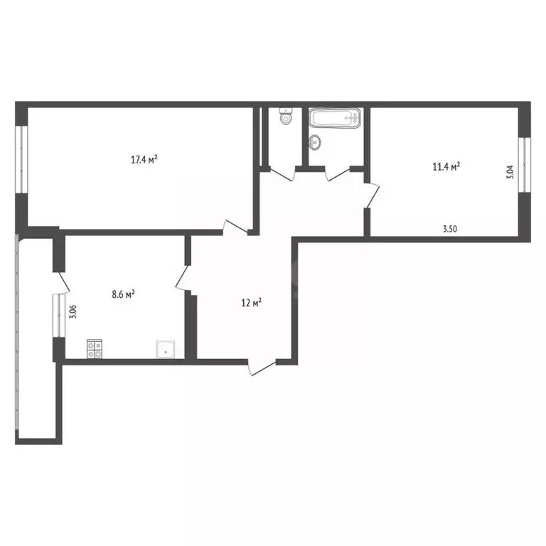 2-к кв. Псковская область, Псков ул. Лепешинского, 8 (52.9 м) - Фото 1