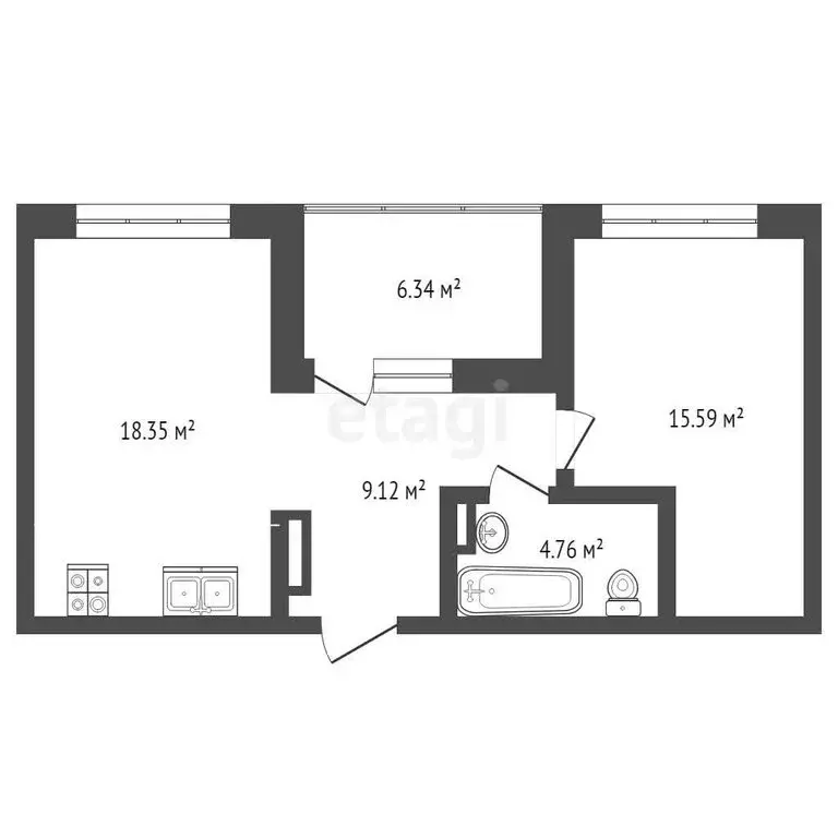 1-комнатная квартира: Тюмень, ул. Льва Толстого, 19 (50.99 м) - Фото 0