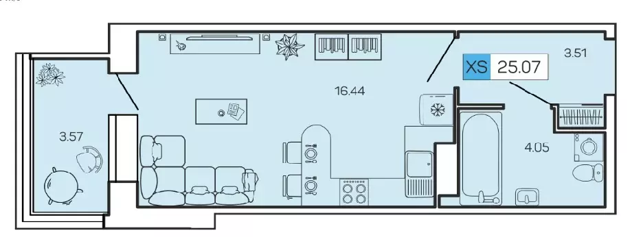 Продаётся квартира-студия, 25.1 м - Фото 1