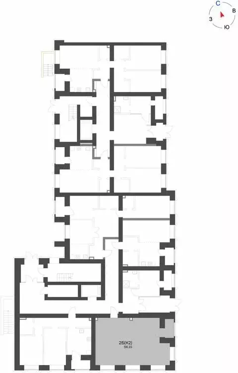 2-комнатная квартира: Нижнекамск, 15-й микрорайон, ЖК Калина (56.15 м) - Фото 1