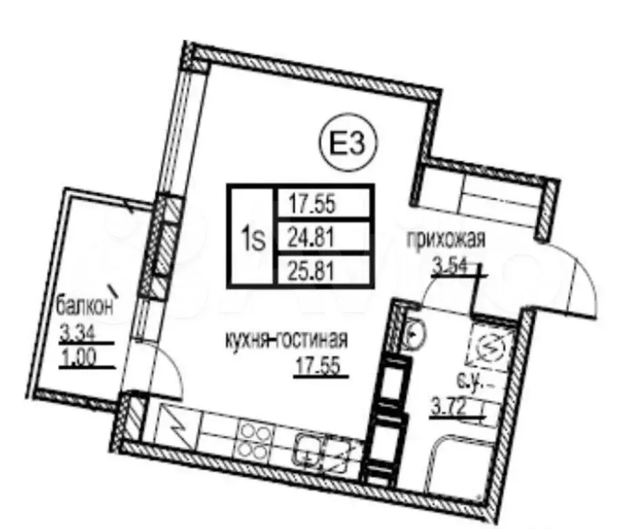 Квартира-студия, 25 м, 15/19 эт. - Фото 0