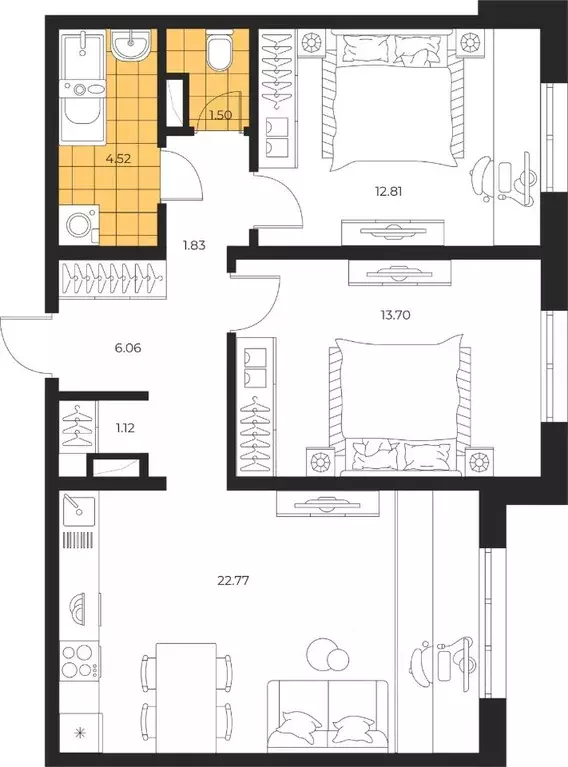 2-к кв. Сахалинская область, Южно-Сахалинск  (64.31 м) - Фото 1