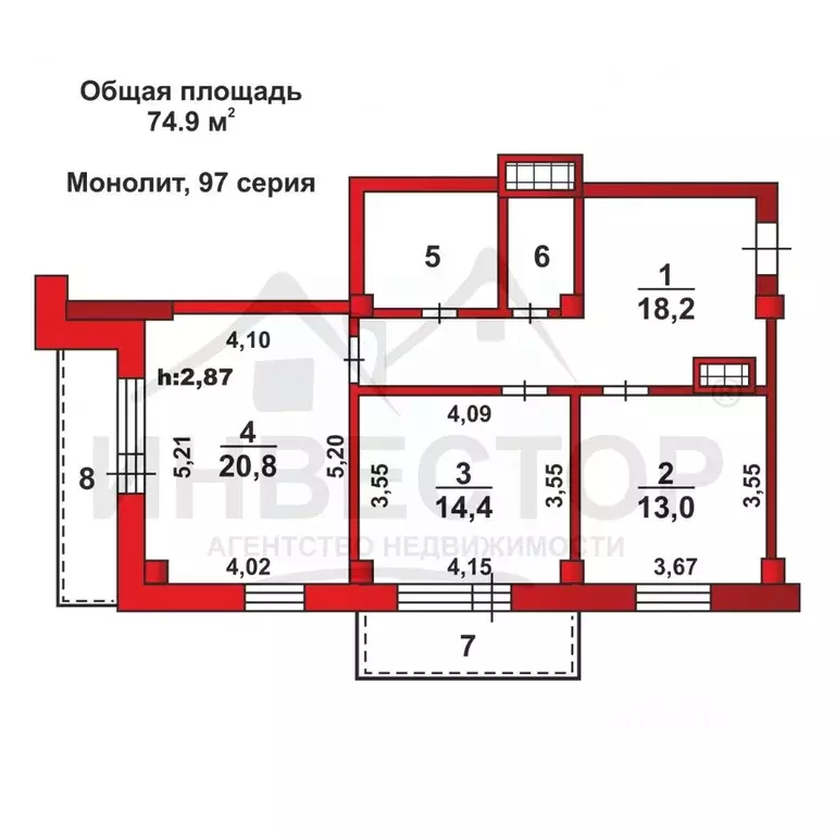 2-к кв. Челябинская область, Челябинск Комсомольский просп., 36в (74.9 ... - Фото 1