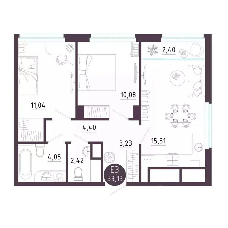2-к кв. Рязанская область, Рязань Московское ш. (53.13 м) - Фото 0