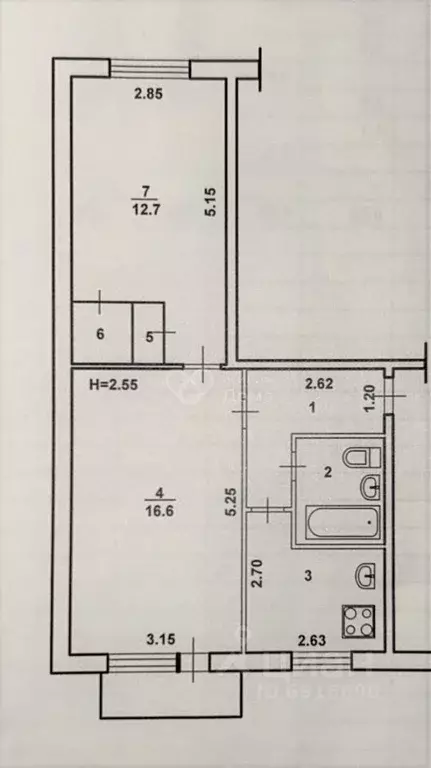 2-к кв. Волгоградская область, Волжский Советская ул., 35 (44.9 м) - Фото 2