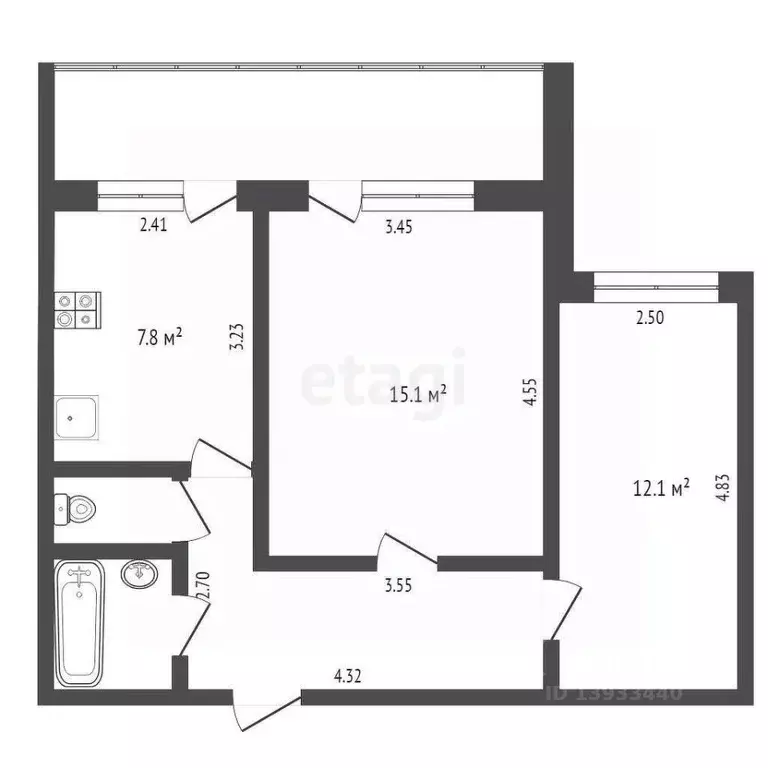 2-к кв. Тюменская область, Тюмень ул. Газовиков, 30 (51.0 м) - Фото 1