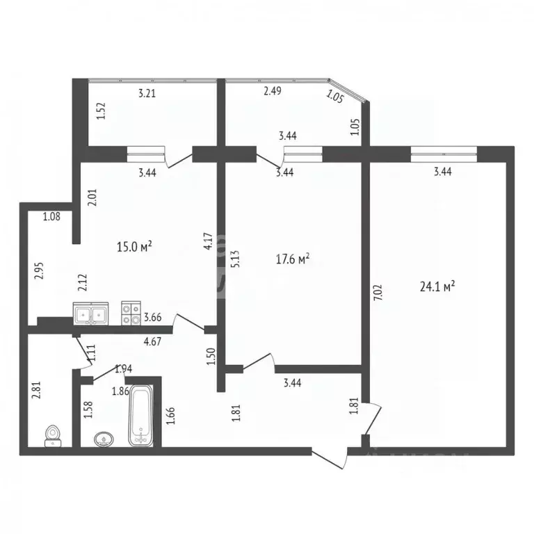 2-к кв. Ханты-Мансийский АО, Сургут ул. Мелик-Карамова, 88 (77.6 м) - Фото 1