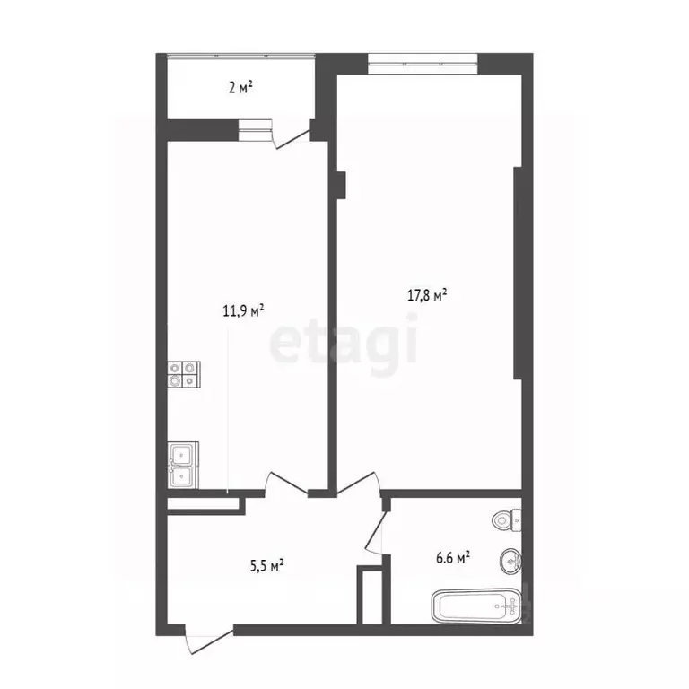 1-к кв. Севастополь просп. Античный, 26к3 (43.8 м) - Фото 2