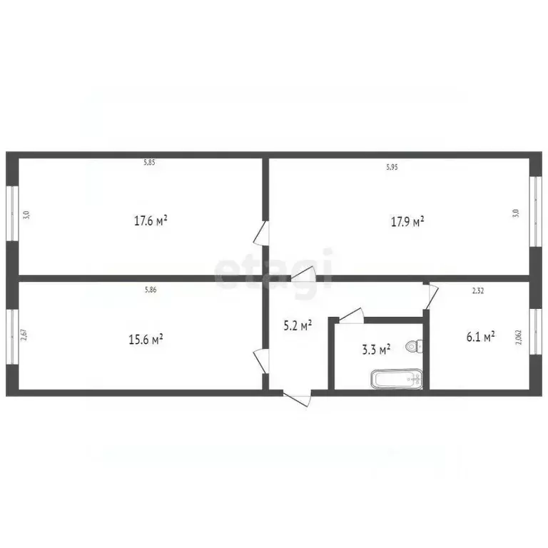 3-к кв. Кемеровская область, Киселевск ул. Багратиона, 1 (65.0 м) - Фото 1