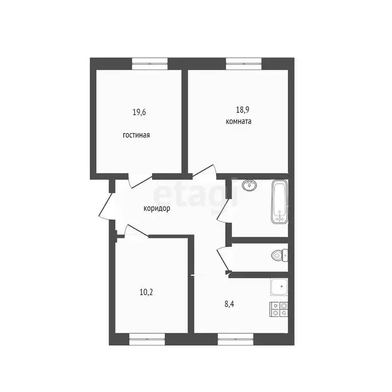 3-комнатная квартира: Саки, улица Бурденко, 9 (68 м) - Фото 0