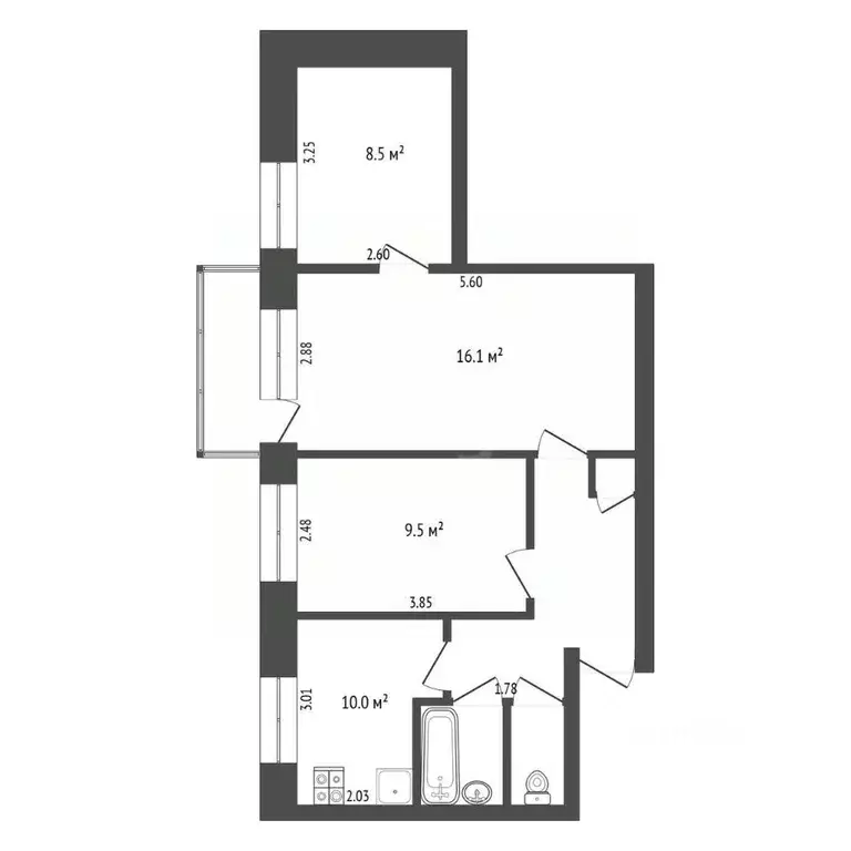 3-к кв. Тюменская область, Тюмень Микрорайон мыс, ул. Маршала ... - Фото 1