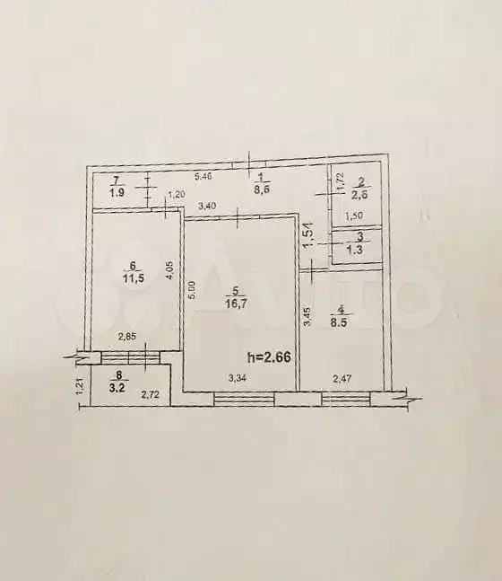2-к. квартира, 52,1 м, 5/9 эт. - Фото 0