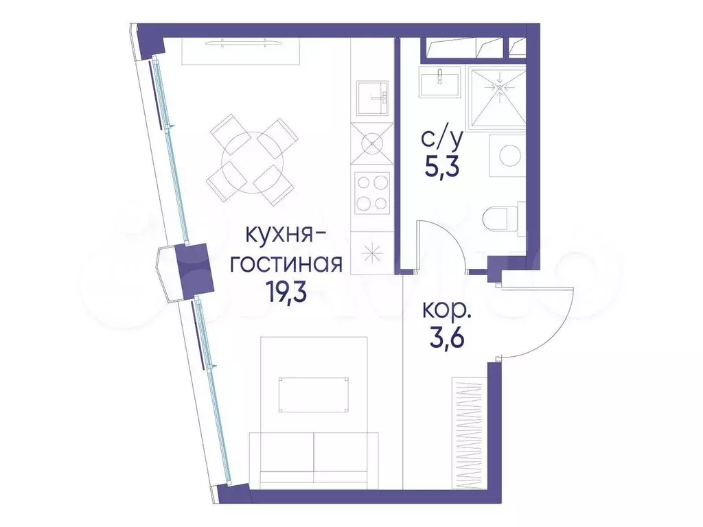 Квартира-студия, 28,2 м, 3/22 эт. - Фото 0