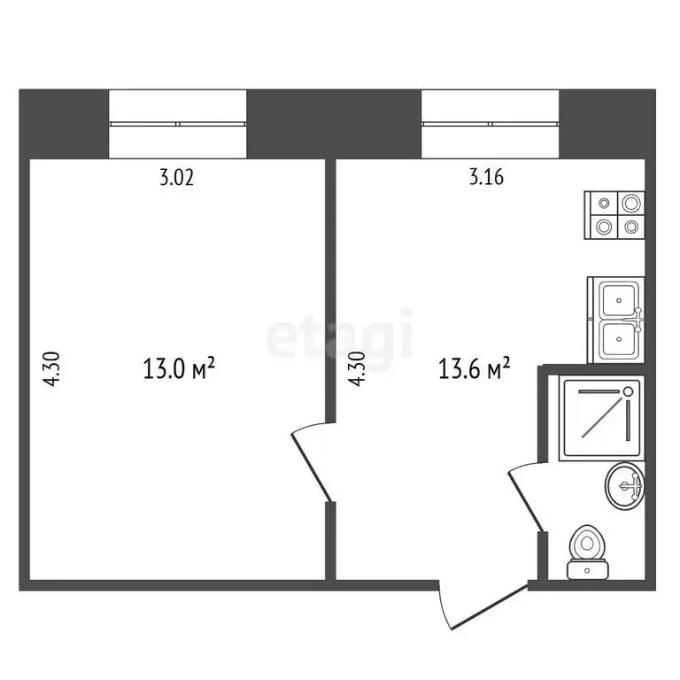 1-комнатная квартира: Стерлитамак, улица Химиков, 24 (26.6 м) - Фото 1