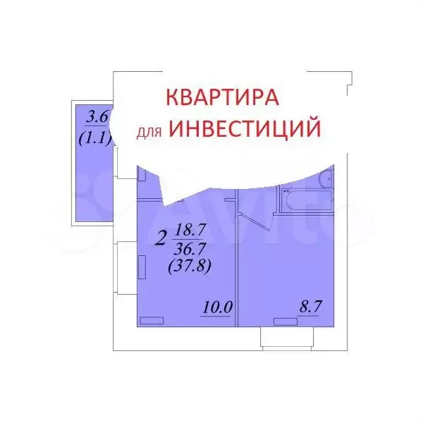 2-к. квартира, 38 м, 2/10 эт. - Фото 0