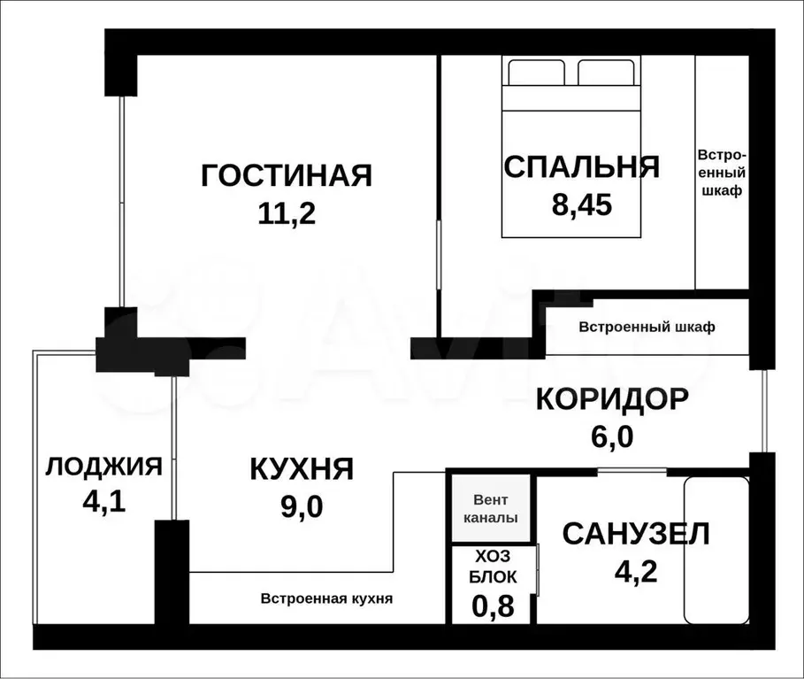 1-к. квартира, 44,4 м, 18/25 эт. - Фото 0