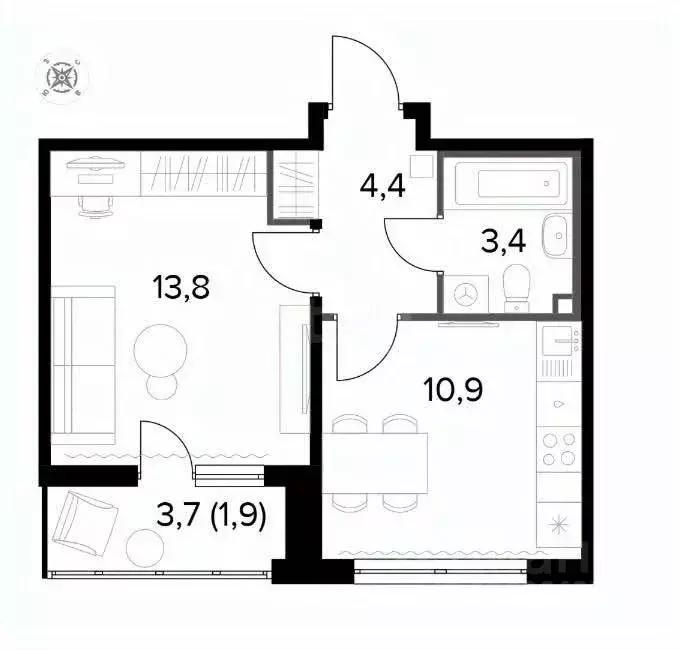 1-к кв. Москва Ленинградское ш., 228к7 (34.4 м) - Фото 2