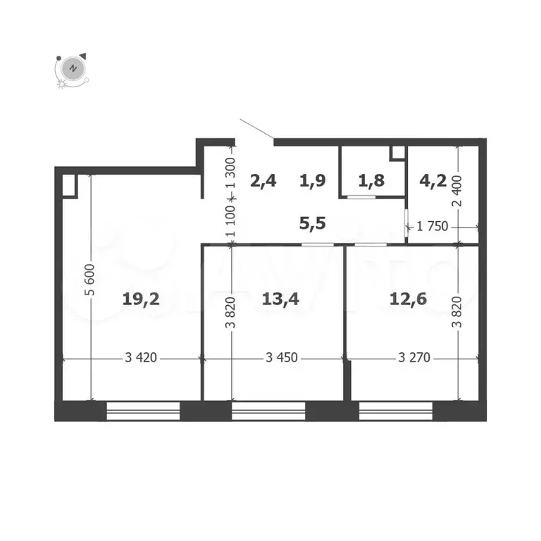 2-к. квартира, 61 м, 2/17 эт. - Фото 1