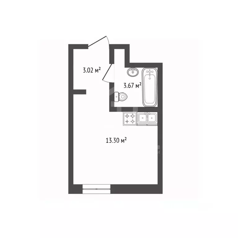 Студия Санкт-Петербург Коломяжский просп., 4 (20.0 м) - Фото 1