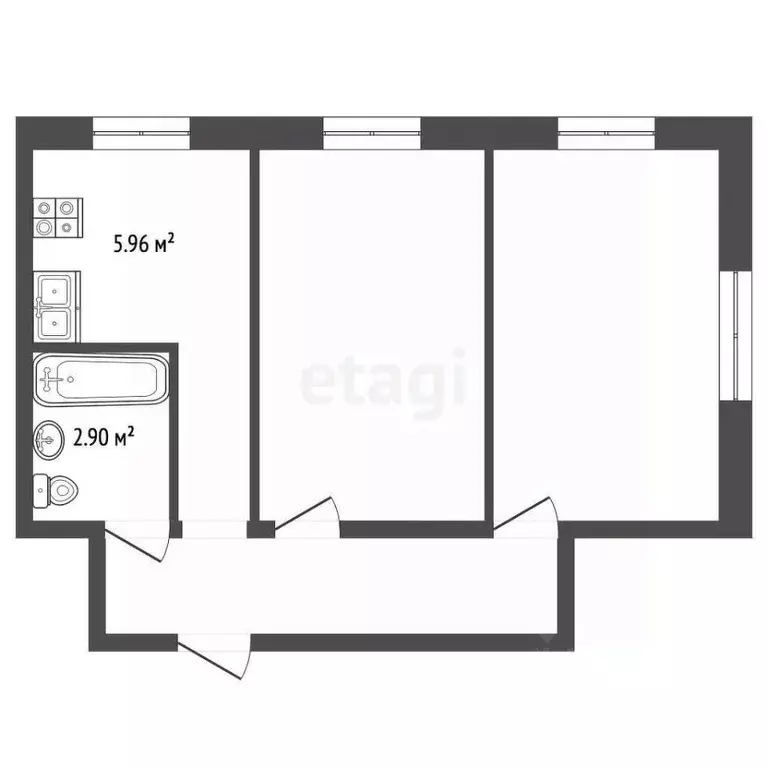 2-к кв. Карелия, Петрозаводск Железнодорожная ул., 4А (40.8 м) - Фото 1