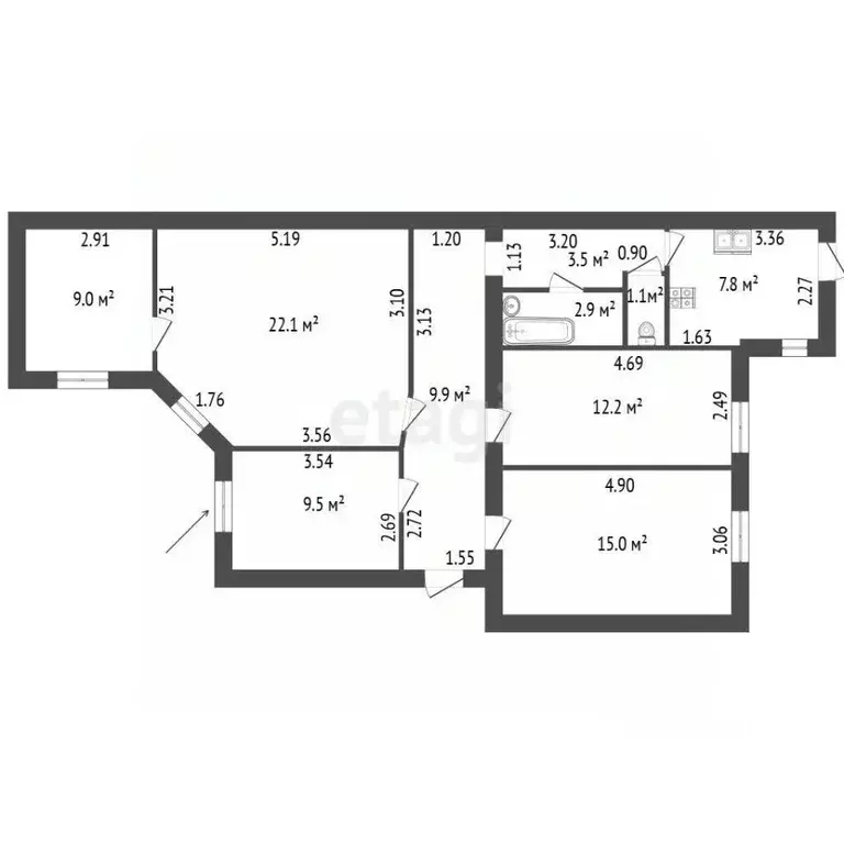 Комната Санкт-Петербург Малая Подьяческая ул., 8 (9.5 м) - Фото 1