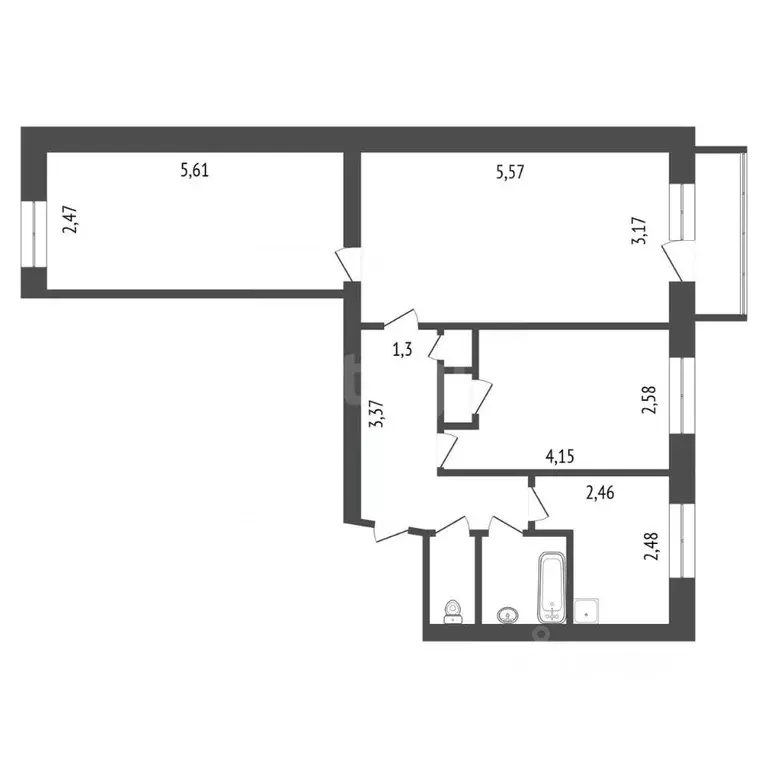3-к кв. Иркутская область, Иркутск ул. Безбокова, 3 (48.7 м) - Фото 2