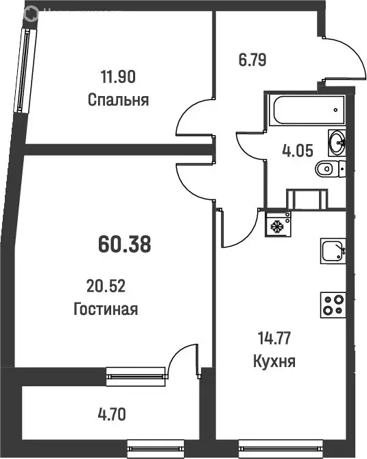 2-комнатная квартира: Мурино, Екатерининская улица, 16/5 (61 м) - Фото 0